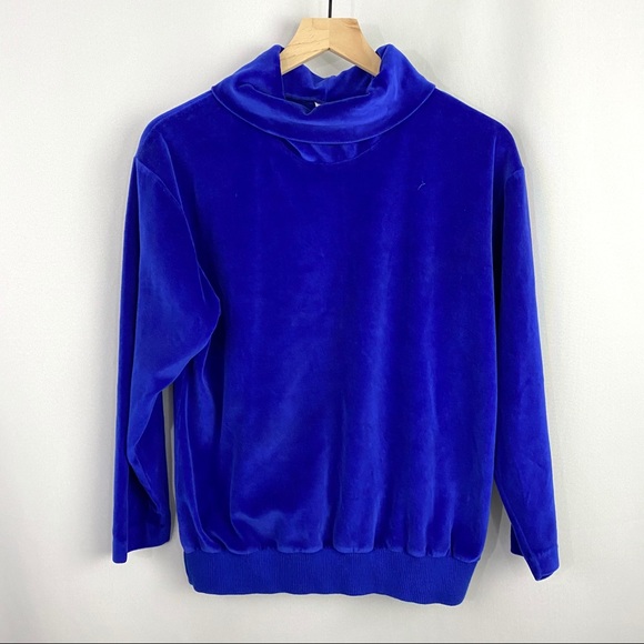 Aileen Sweaters - Aileen Vintage Velvet Cowl Sweater Blue Medium